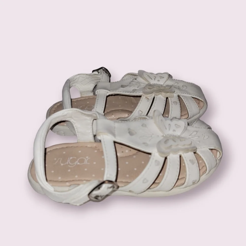 Sugar Butterfly Sandals Girl's size 10 Baby Toddler White
